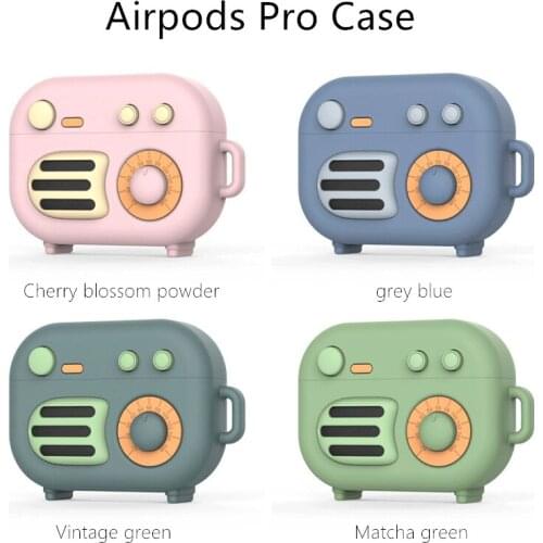 For Airpods Pro Cases Soft Silicone Headset Shell Cute Cartoon Retro Radio Luxury Protective Covers Airpods Case With Keychai