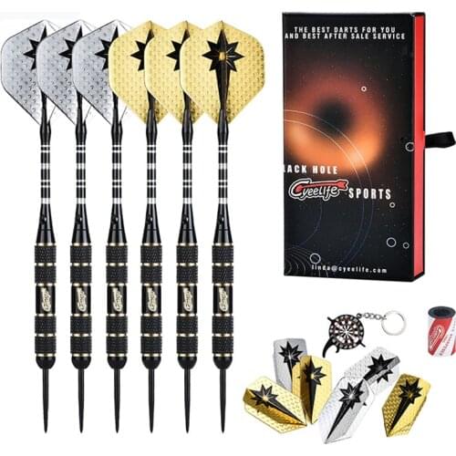 CyeeLife Professional Steel tip Darts 22g+Aluminum shafts+Sharpener+Dart Tool+12 Flights Brass Darts Set