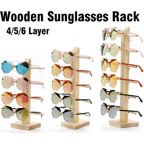 Wooden Sunglasses Eye Glasses Display Rack Stand Holder Organizer 4/5/6 Layers