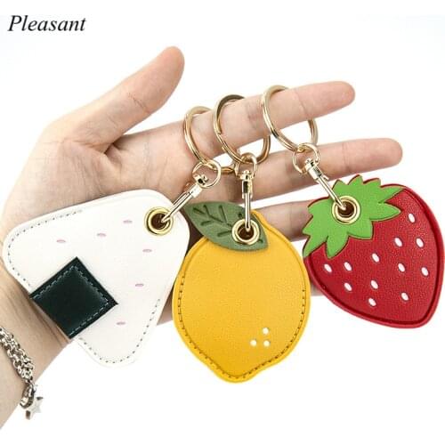 Access Card Airtag Protective Cover Leather Cartoon Water Droplet Square Cute Small Jewelry Personality Creative Keychain