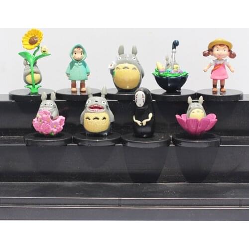 Classic 9pcs Mini Hayao Anime My Neighbor Totoro Figure with base Gift toy Tonari no Totoro figures toys model