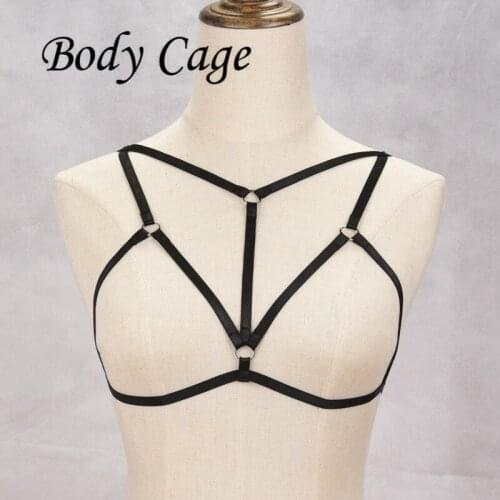 Body Cage women pastel goth Cosplay Handmade Sexy bondage lingerie Harajuku Elastic for Rock Pub Girl halloween costumes