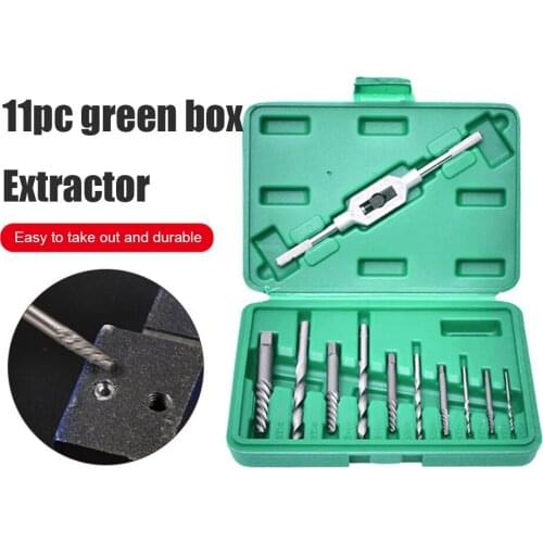 11pcs Broken Rusty Screw Bolt Extractor Set Stripped Stud Remover with Drill Bit Damaged Tap Pipe Faucet Repair Hand Tool Kit
