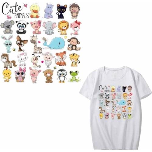 Cute Animal Patches Set Heat Transfer Vinyl Appliqued Stickers for Clothes DIY Children T-shirt Cat Dog Owl Patch Thermal Press