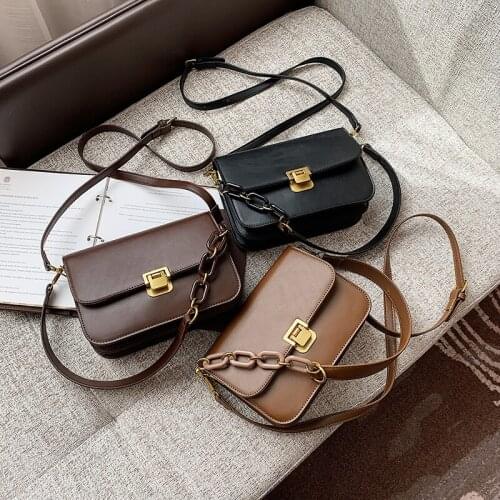2021 New Winter Crossbody Pack Lady Travel Female Handbags Chain Long Strap Design Pu Leather Flap Shoulder Bags for Women