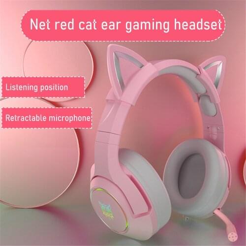 New Cat Ear Wired Gaming Headphone Deep Bass Stereo Casque Xbox PC Laptop Notebook Gamer Headset with 7.1 Channel 360 degree Mic