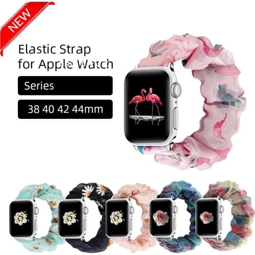 New Solo Scrunchie Elastic Strap for Apple Watch Band 6 SE 5 4 3 2 38 40mm 42 44mm Chiffon Band for Iwatch Series 6 5 Bracelet