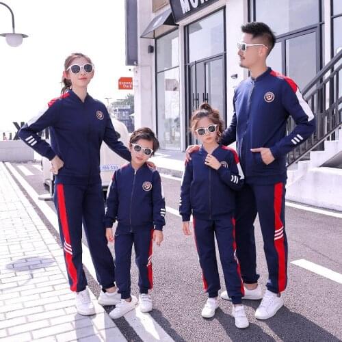 Family Matching Clothes Spring Autumn Dad Son Mom Daughter Sports Set Coat & Pants Couple Matching Clothes Students Uniforms
