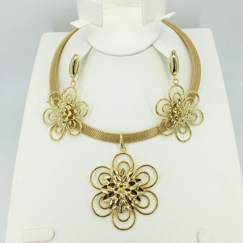Wholesale new dubai gold jewelry womens fashion necklace boutique jewelry set wedding necklace 24k gold design necklace