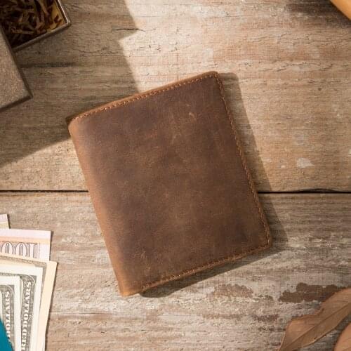 Original Handmade Wallet Short Mens Leather First Layer Cowhide coin purse card holder Simple Retro Ultra-thin Small Wallet
