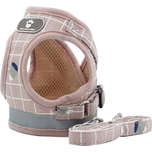 Collar Puppy Small Dog Harness With Leash Set Cotton Reflective No Pull Pet Walking Harness Vest Collar Puppy Medium Large Dog