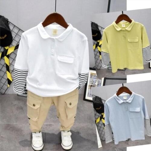 Leisure suit Casual Toddler Outfits Baby Boy Spring Clothes Baby Boy Clothing Set Sports T-Shirt+ Pants Suits Patchwork T-Shirt