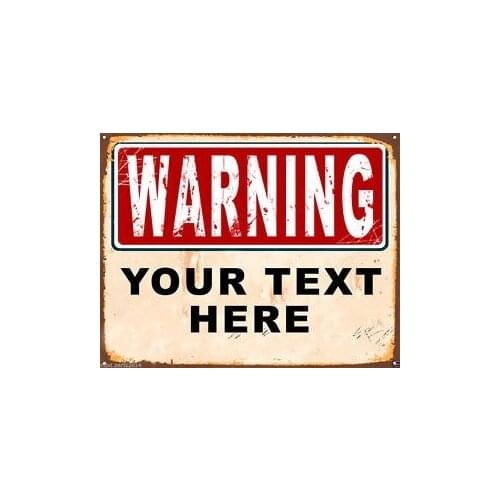 Warning Personalized Large Metal Tin Sign Vintage Style Any Text You Want