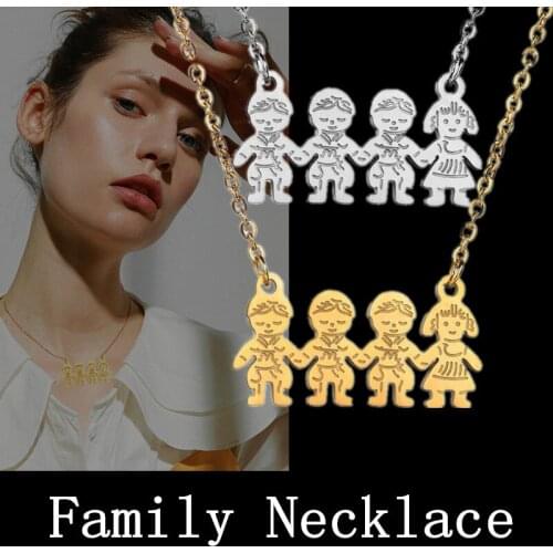 Simple Fashion Lover Unisex Population Four Stainless Steel Family Pendant Necklace Chain Jewelry Accessories New 2021