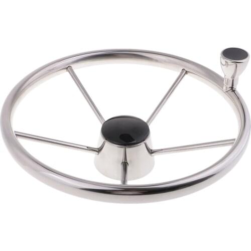 Boat Stainless Steel Steering Wheel 5 Spoke 13-1/2" For 3/4" Tapered Shaft