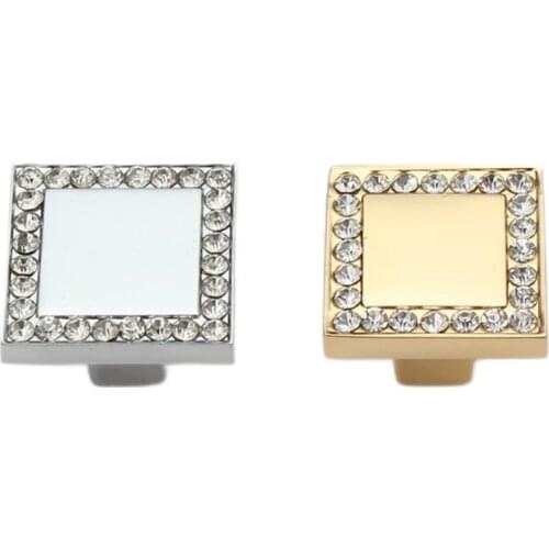 Crystal diamond furniture decoration knob Gold Silver Zinc alloy kitchen cabinet handle drawer dresser cupboard knob pull 25mm