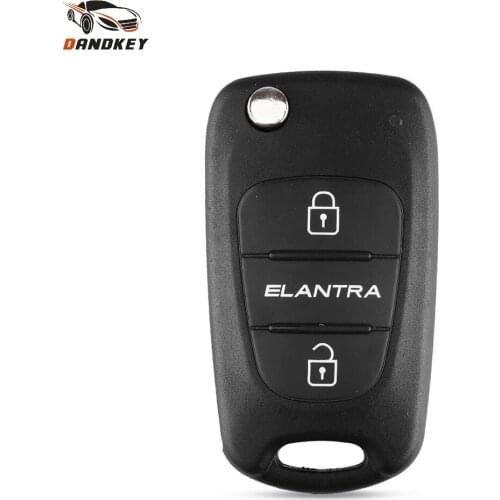Dandkey Replacement 3 Buttons Flip Folding Key Shell Cover Fit For Hyundai Elantra Keyless Entry Key Fob Car Blank Key Case