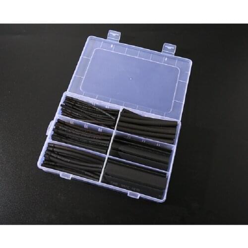154pcs Black Polyolefin Heat Shrink Tube Cable Casing Wire And Cable Insulation Casing 2:1 Heat Shrinkage Pipe Device