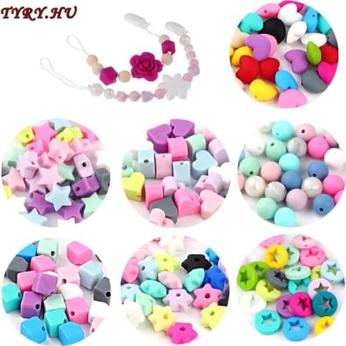 TYRY.HU 50PCS/lot Silicone Beads DIY Pacifier Chain Teething Beads Baby Silicone Teether Chewing Teether Care Tooth BPA Free
