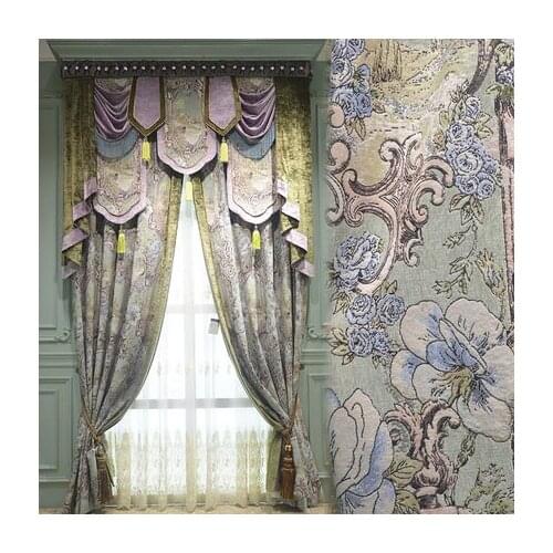 High grade European luxury living room chenille jacquard curtain French American French French French window bay window curtain