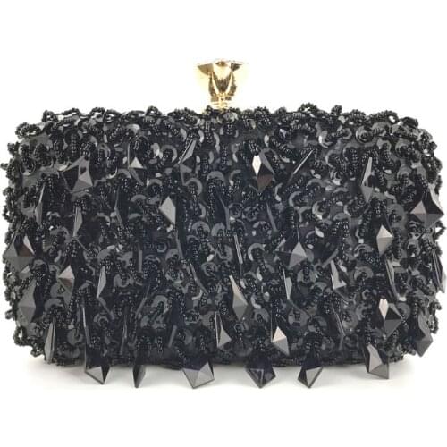 Womens Vintage Kiss Lock Beaded Sequin Flower Handbag Evening Clutch Shoulder Crossbody Bag Wedding Purse