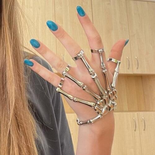 Halloween Bracelet For Women Gothic Punk Hand Skull Skeleton Elasticity Adjustable Bracelet Bangles Femme Party Accessories