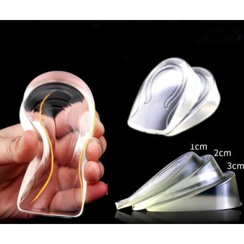 1 Pair Silicone Gel Insoles Heel Invisible heightening insole Cushion Pain Absorption Heel Pads Relief Shock for Callus Corns