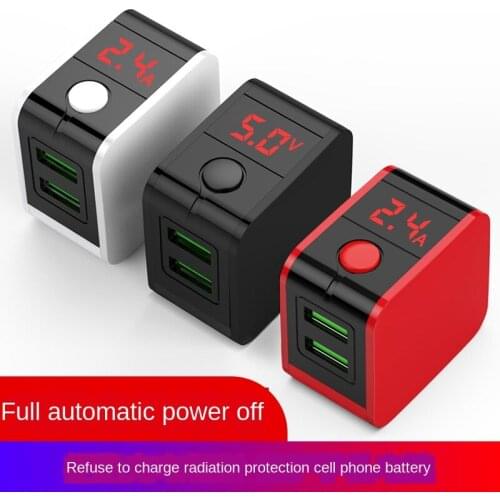 2.4A Dual USB Charging Head Intelligent Power Off Fast Charging with LED Display for Apple for Huawei Universal Phone charger