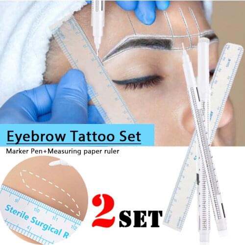 2 Pieces Makeup Surgery Skin White Marker Pen Eyebrow Repair Special Marker Pen Permanent Eyebrow Pencil Measuring Tattoo Tool
