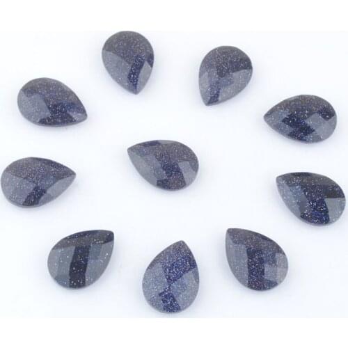 20Pcs/Lot Natural Faceted Stone Blue Sand 13x18mm Teardrop Cabochon No Drilled Hole Beads Jewelry Making Accessories QU3375