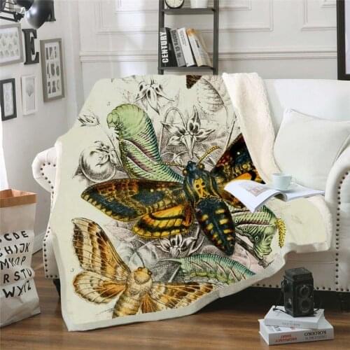 2021 Plstar Cosmos Colorful butterfly insect Blanket 3D print Sherpa Blanket on Bed Kids Girl Flower Home Textiles Dreamlike