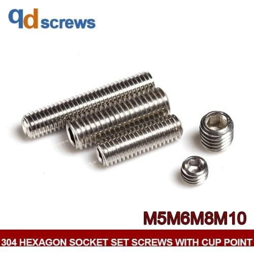 304 M5M6M8M10 hexagon socket set screws with cup point inner hexagon concave end tightening set screw DIN916 GB80 ISO 4029
