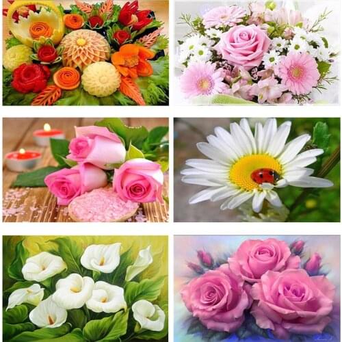 Full Square Diamond Painting Flower Full Square Diamond Mosaic Cross Stitch Diamond Embroidery Rhinestones Painting Gift Jq705