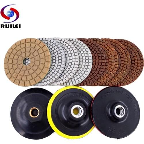 RIJILEI 8PCS Super 4 Inch Diamond Polishing Pads Set Copper Bond Polishing Pad For Ggranite Marble Concrete Floor Grinding Disc