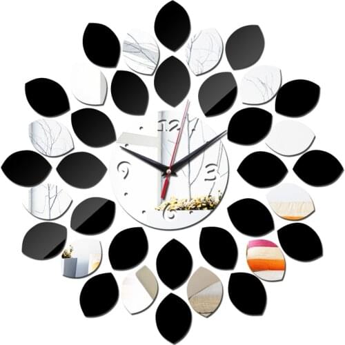 New promotion clock on wall diy round mirror glass for bedroom office home decoration silent Acrylic