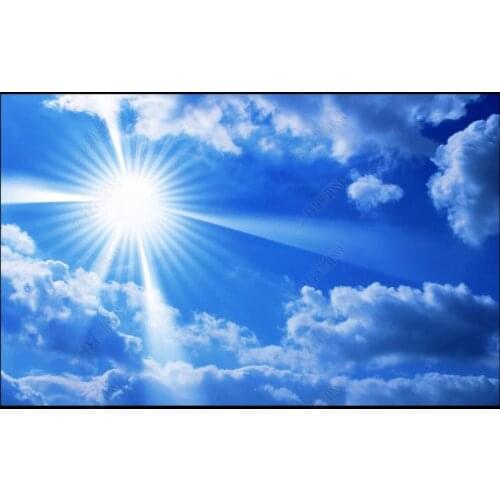 Custom photo wallpapers 3d ceiling murals wallpaper for walls 3 d Blue sky, white clouds, sunrise, ceiling zenith mural wall