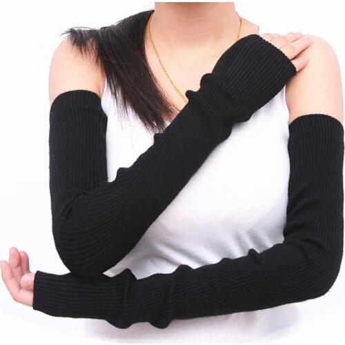 Cashmere Arm Sleeve Women Winter Lengthened Arm Guard Half Finger Gloves Sleeve Sleeve Knitted Woolen Thick Warm Fake Sleeves