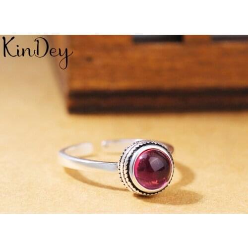 Korean Trendy Silver Color Red Crystal Rings For Women Lady Men Antique Rings Open Finger Jewelry