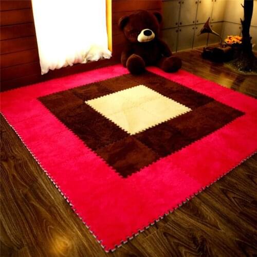 1Pcs 30*30cm DIY Living Room Floor Mat Bedroom Kids Soft Carpet Solid Color Non Slip Patchwork Puzzle Baby Climbing Mat