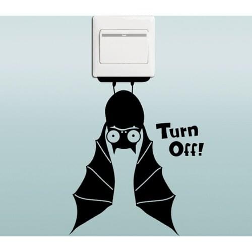 Creative Bat Switch Sticker Cartoon Animals Halloween Decoration Vinyl Wall Stickers For Kids Rooms Bedroom Home Decor