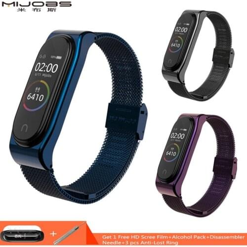 Mijobs Mi Band 4 Wrist Strap Metal Screwless Stainless Steel For Xiaomi Mi Band 4 Wristbands Mi Band 4 Strap Bracelet Miband 4