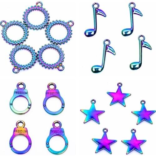 Trendy Connectors Pendants For Jewelry Making Pentagram Charms Musical Note Wreath Accessories Necklace Earrings Supply Handmade