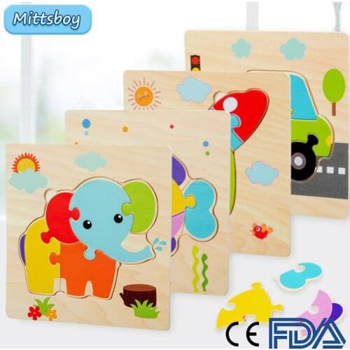 Montessori Educational Wooden toy 3D Puzzle Animal Wooden City Round baby Earlys Education Mathematics Jigsaw Learning Toy Gifts