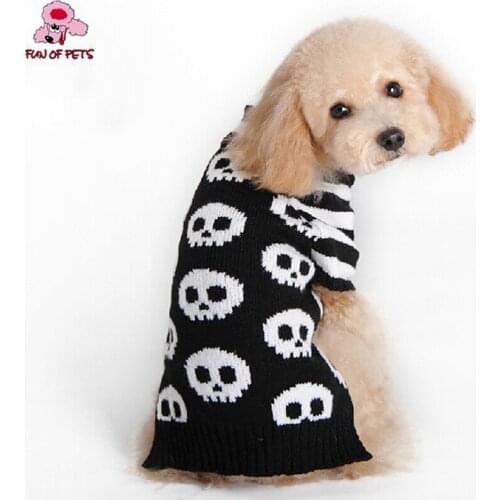 Winter Autumn Halloween White Bone Skeleton Skull Black and White Orlon Dog Sweater Dog Clothes Halloween Costumn for Pets Dogs