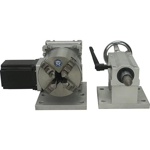 CNC Rotary Axis Tailstock Dividing Head 3 Dimensional Sculpture NEMA 23 34 Motor 4 Jaws Chuck 100/130mm Woodworking Tools