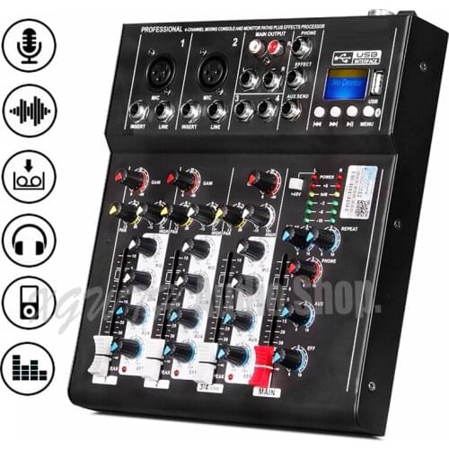 Professional Small home 4 way Bluetooth With Effect Mixer KTV Stage Performance Wedding Meeting USB Bluetooth Reverb
