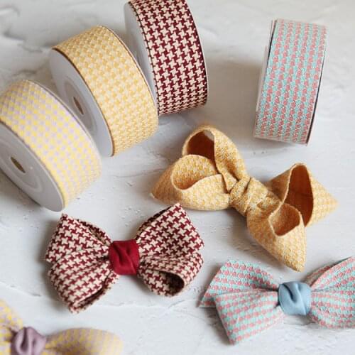 Kewgarden Houndstooth Ribbon 1-1/2" 1" 10mm 25mm 38mm DIY Hair Bowtie Brooch Accessories Handmade Tape Packing Webbing 10 Yards
