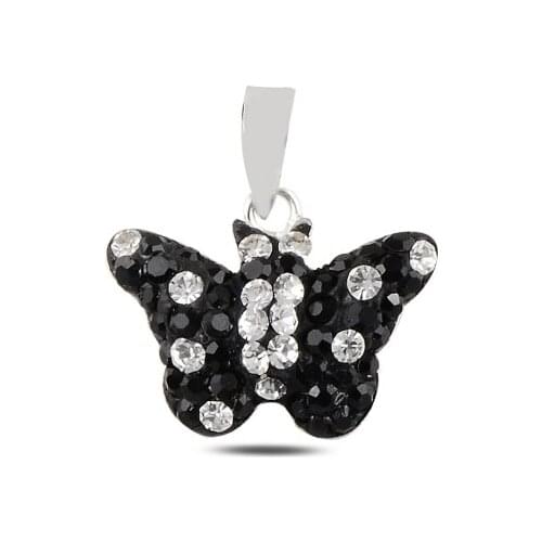 Silver 925 Sterling Butterfly Crystal Gemstone Pendant