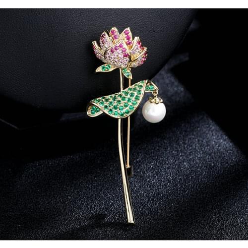 SINZRY NEW synthetic pearl cubic zircon rose flower elegant popular brooches lady suit jewelry accessory