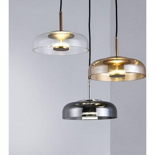 Nordic Gray Glass Pendant Light Modern Led Living Room Deco Bedroom Kitchen Hanging Lamp Bar Art Deco Dining Room Light Fixture